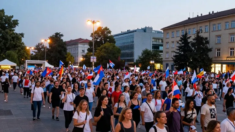 Illustration for: Student List Targets 40 Percent Vote in Serbia's High-Stakes Election